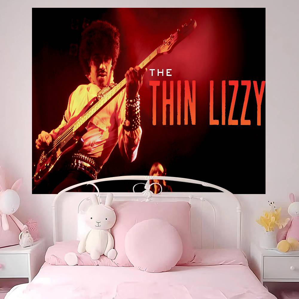 Тканевое панно Rock Band Thin Lizzy Аниме Цветочный ковер в стиле хиппи Декор для общежития Дешевый настенный декор в стиле хиппи