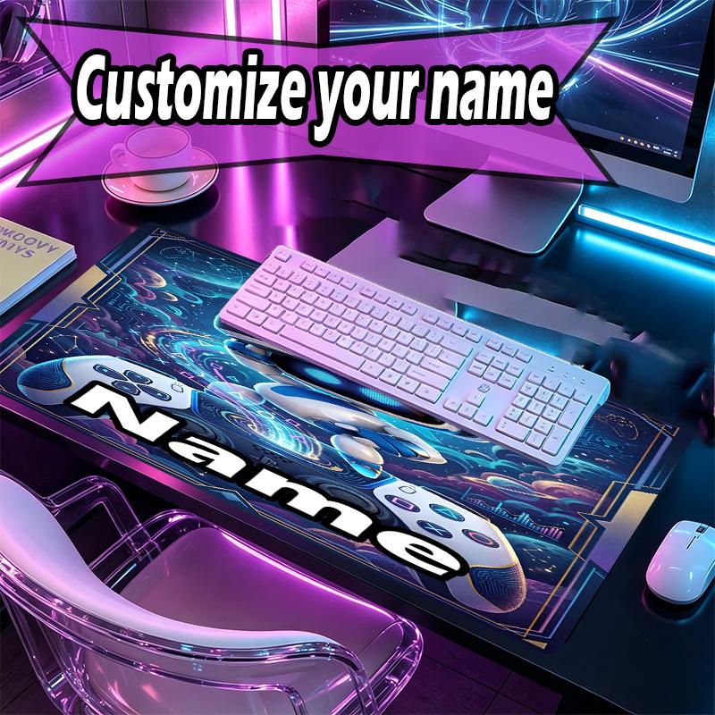 Custom Name Personalized Cosmic Bot Crew Pattern Mousepad, Laptop PC Desk Mat, Decorative Desk Mat for Home Keyboard Pad Gift