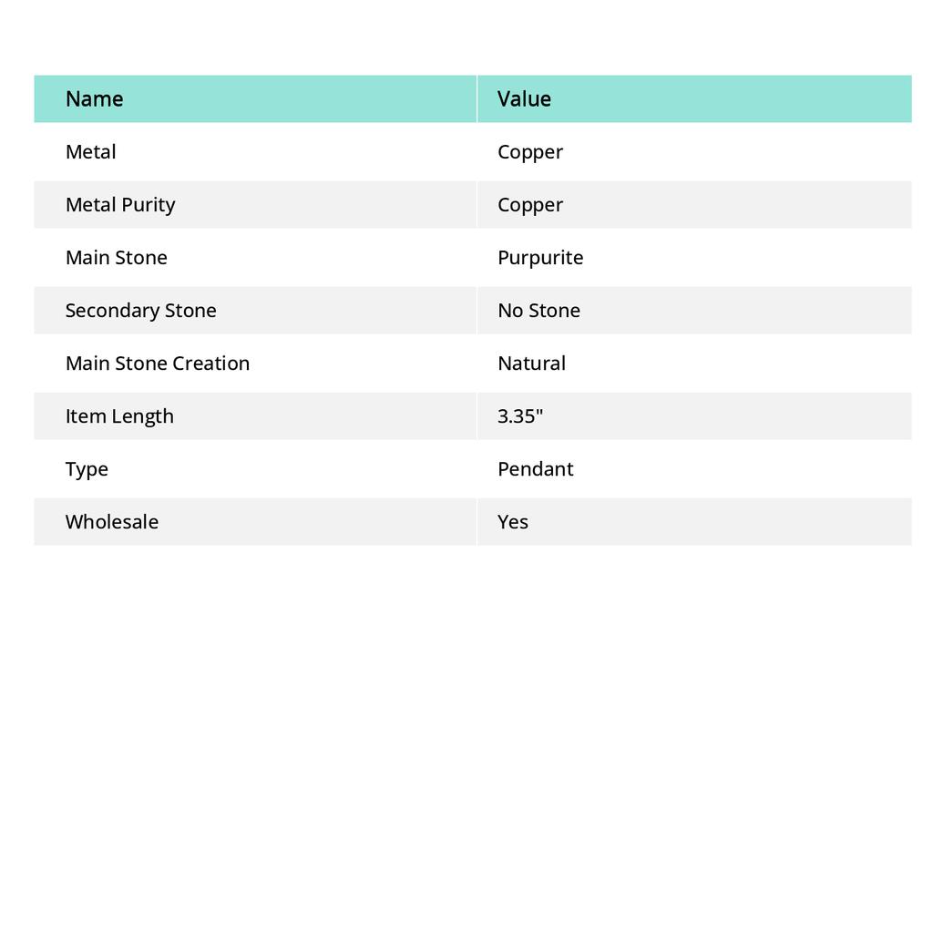 Пурпурит Ручная работа Медная проволока Обертка Ювелирный кулон 3,35" l9F68