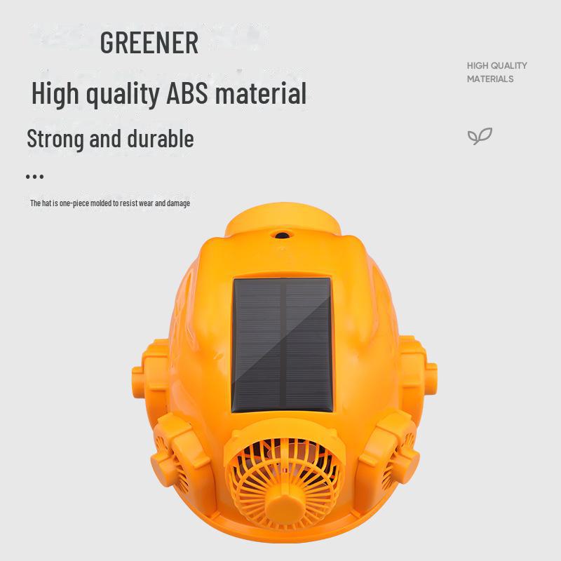Green Forest Solar-Powered Safety Helmet: Dual Fans, Bluetooth, Light, Sunshade for Construction