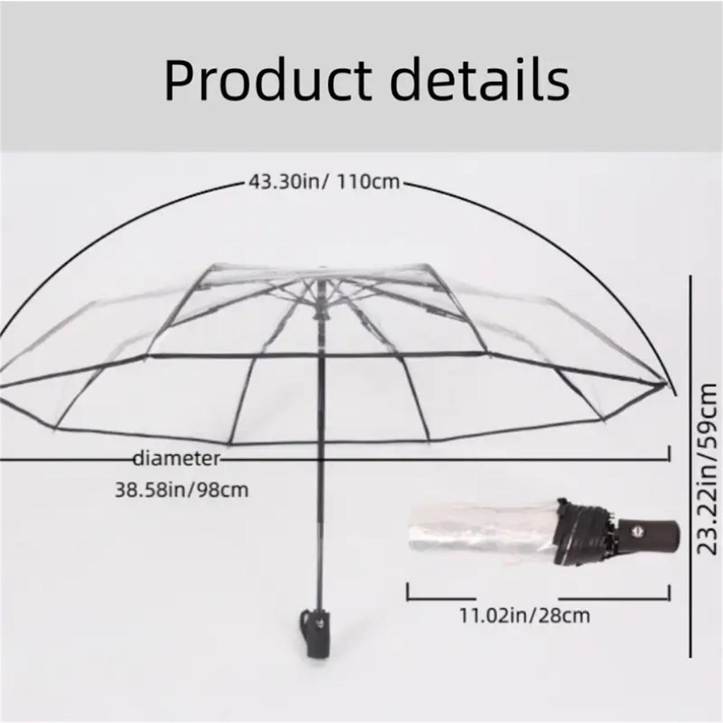 1 Stick Figure Pattern Pvc Transparent Umbrella, Automatic and Manual Options, Suitable for Travel and Commuting