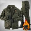Men's Color Snow Set Thickened Set Plus Size Sports Work Suit Jacket + Pants 2-piece Set