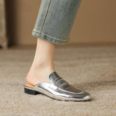 Мода 2025 Новые Женские Туфли из Натуральной Кожи Балетки Каблуки Лоферы Обувь Комфорт Закрытый Носок Шлепанцы Женская Весенне-Летняя Обувь Балетки