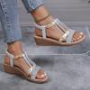 Women Wedges Sandals Summer Bohemia Rhinestones Casual Platform Sandals Female Peep Toe Outdoor Beach Shoes Sandalias De Mujer