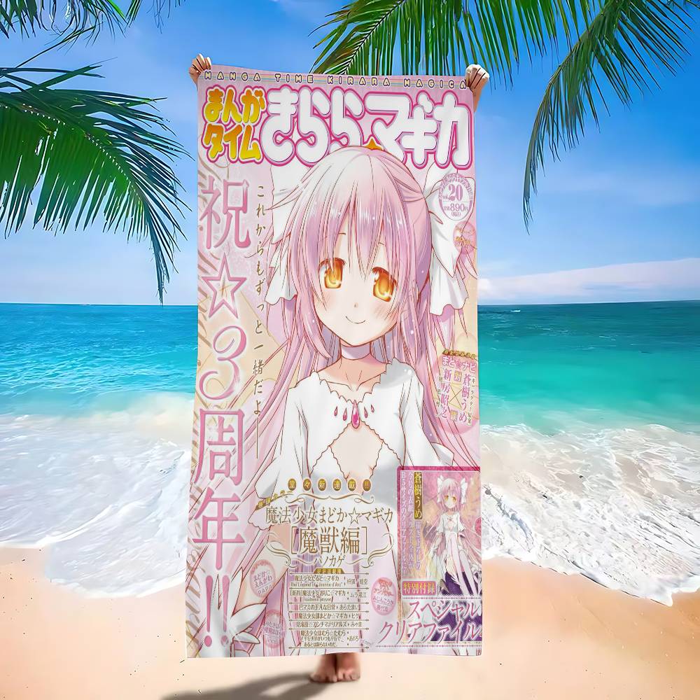 Puella Magi Madoka Magica Классическое аниме Микрофибра Пляжное полотенце Впитывающее Быстросохнущее Йога Плавание Курорт Полотенце для альпинизма