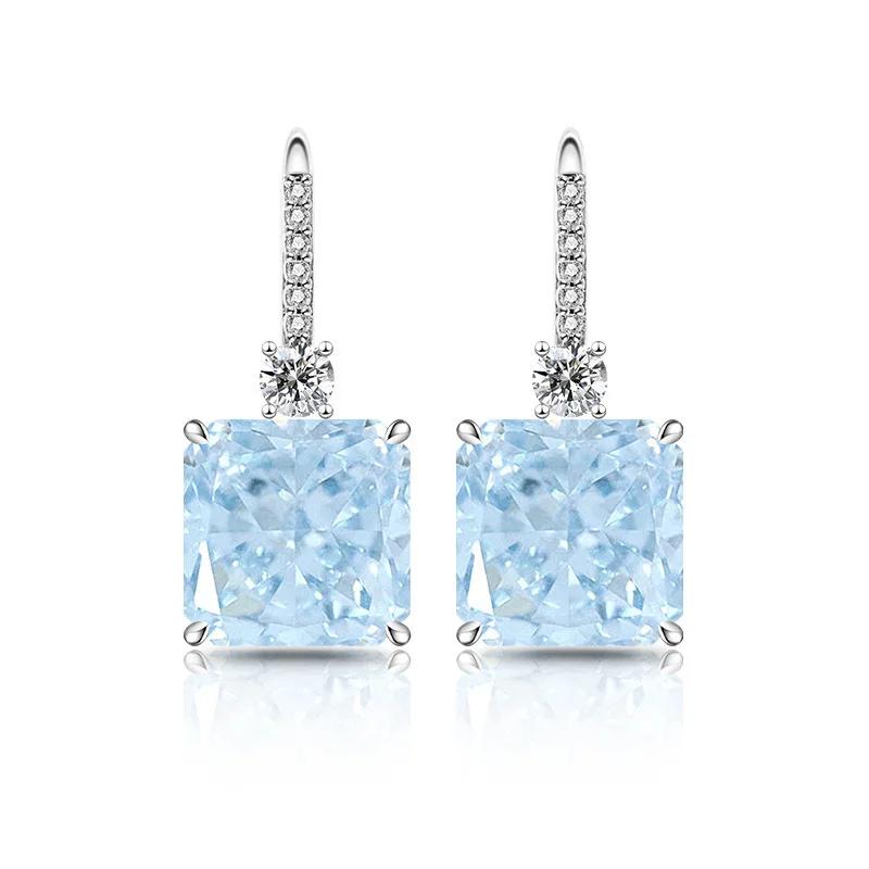 925 Sterling Silver Ice Flower Cut Crystal Zircon Perfume Bottle Ear Hook Birthday Anniversary Wedding Party Gift