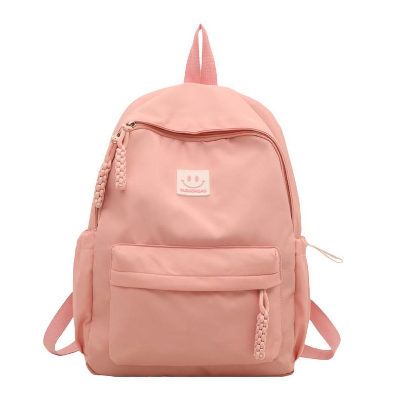 Smiling Pattern Face Solid Color Backpack Oxford Schoolbag For Daily Fashion Use