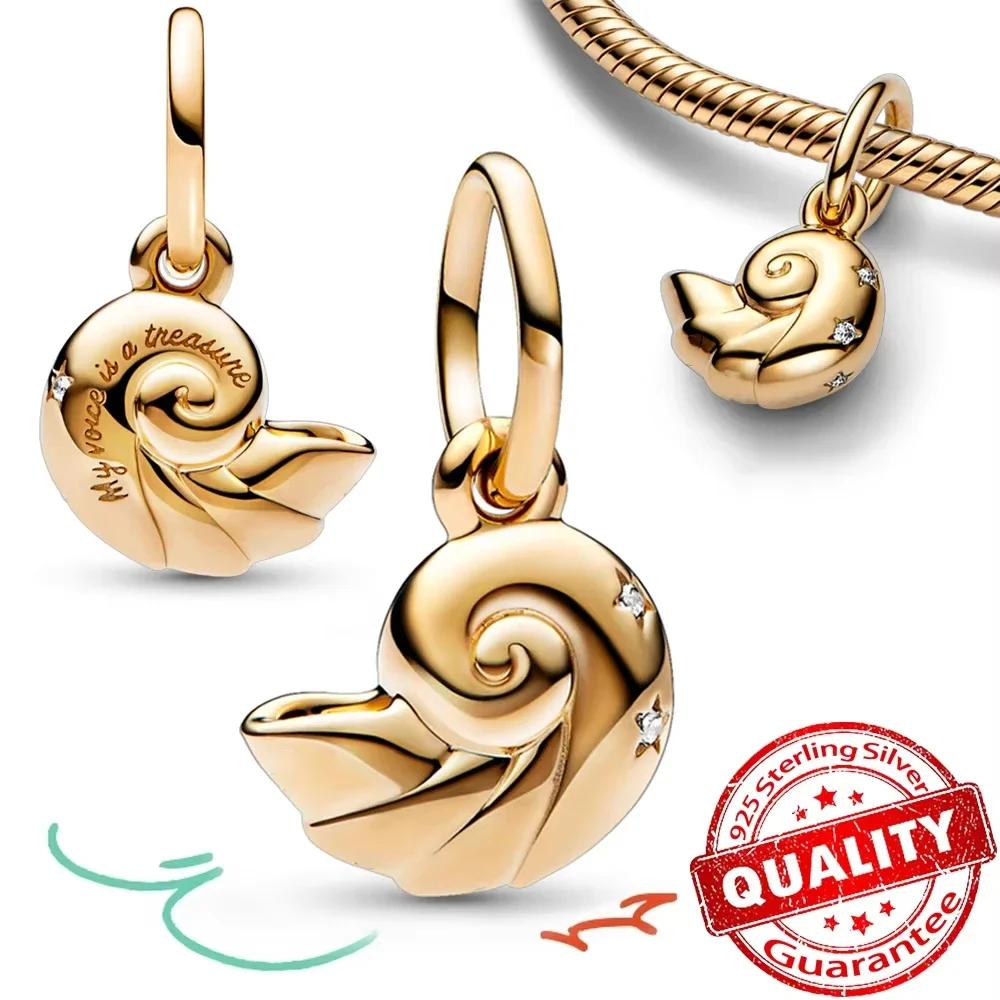 925 Silver Gold Heart Charms Beads Sparkling MapleLeaf Pendant For Women Bracelet DIY Jewelry Gift