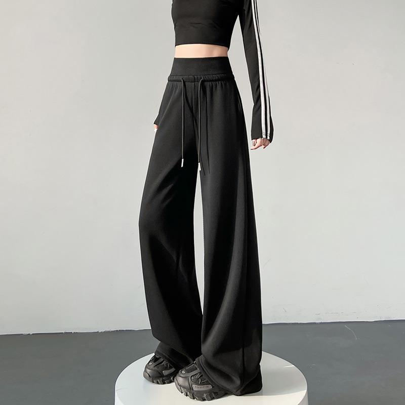 Gray Sweatpants Children's Spring and Autumn New High Waist Drape Wide Leg Pants Straight Loose Casual Floor Sweatpants