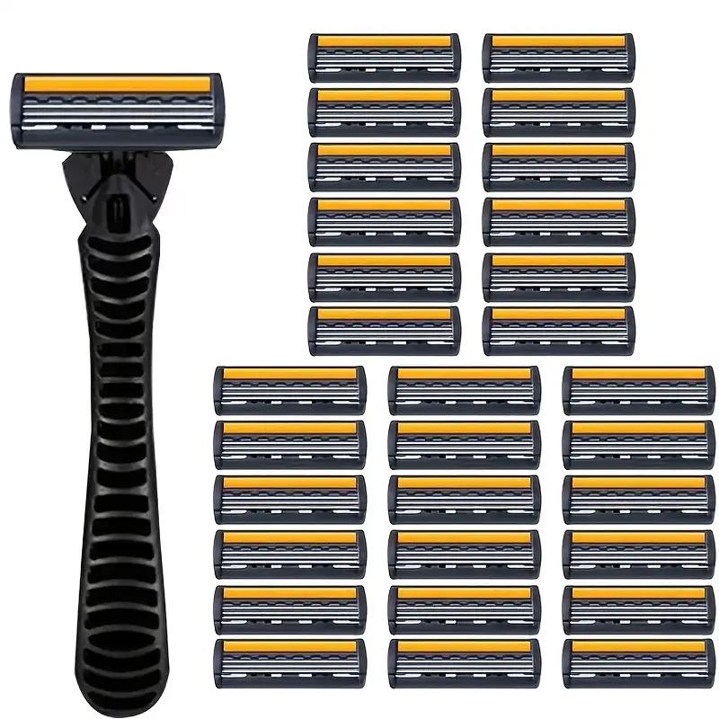 Прочное 3-слойное лезвие для безопасной бритвы из нержавеющей стали для легкого ручного удаления волос