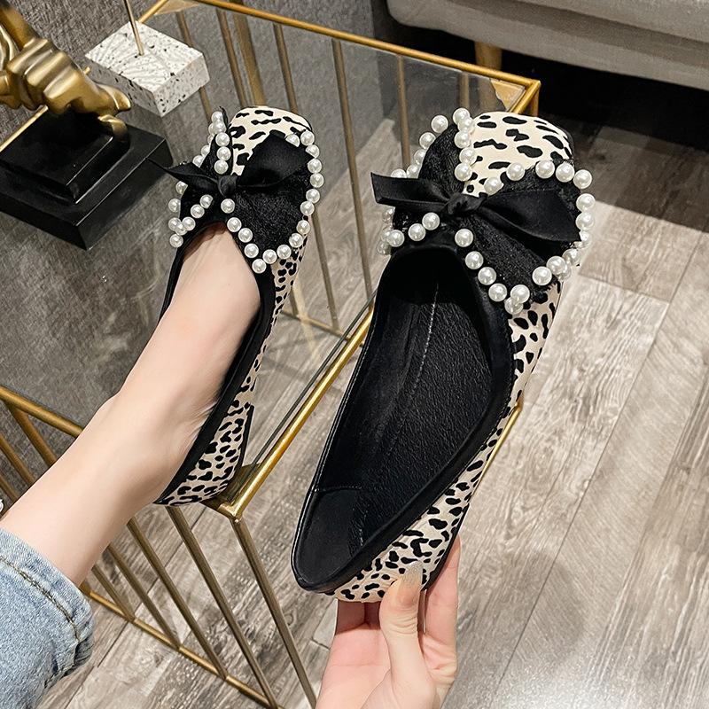 2024 Spring Summer Shoes Women Flats Elegant Ladies Leopard Shoes Fashion Brand Woman Boat Shoes Flat Plus Size 42 A4376