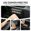 LQP4 For Skoda Car Interior Leg Knee Rest Pad Leather Cushion Accessories VRS Octavia 1 2 3 Rapid Kodiaq Karoq Fabia Kamiq Superb