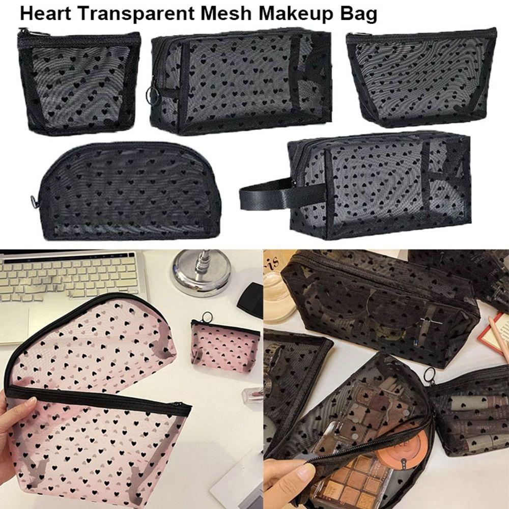 Multifunction Women Cosmetic Storage Pouch Heart Transparent Ladies Toiletry Storage Bag