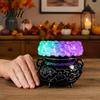 Halloween Mantle Display Cauldron LED Bubble Light, Light-up Witch Candle Holder, Mysterious Symbol Table Ornament Color Changing Spooky Potion