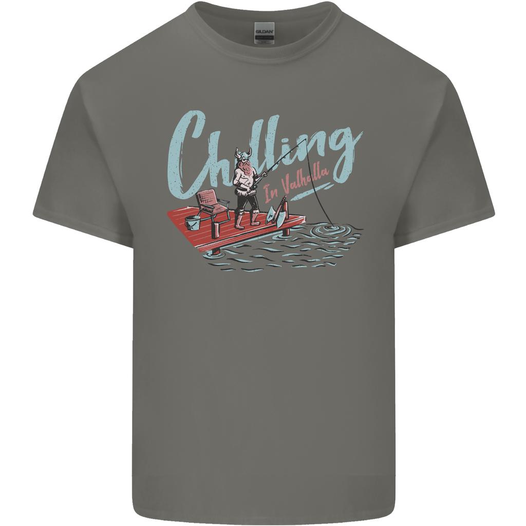 Chilling in Valhalla Funny Viking Fishing FisherUnisex Unisexs Light Cotton TShirt
