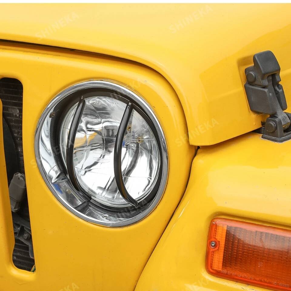 SHINEKA Front Turn Signal Lamp/Headlight/Wheel Eyebrow Light Protection Guard Decoration Cover for Jeep Wrangler TJ 1997-2006