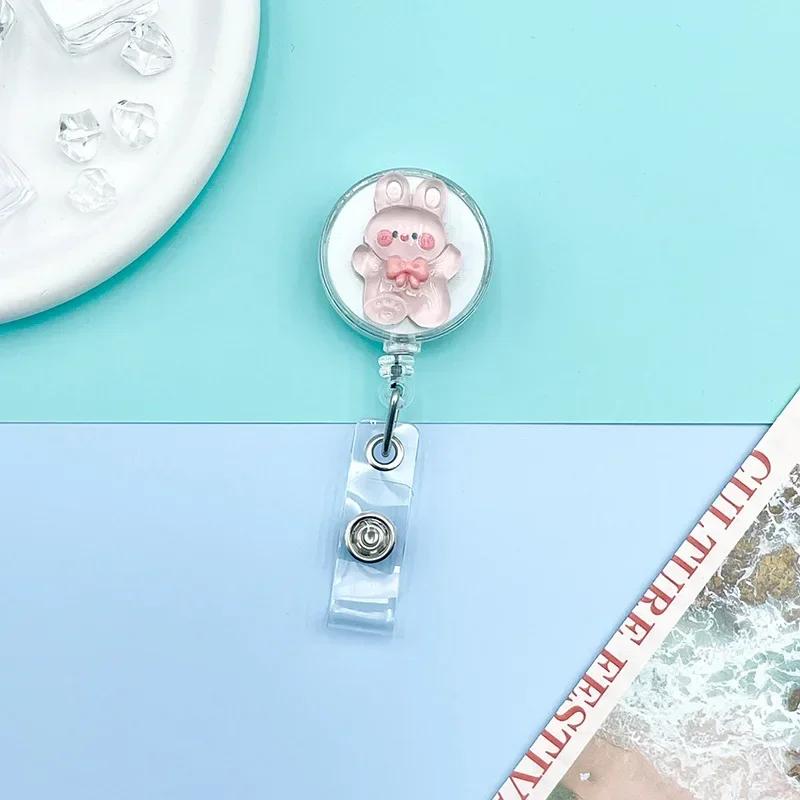 1 шт., сладкая мультяшная желейная карточка работника, выдвижная катушка с зажимами для бейджа, симпатичная 3D стереолента для удостоверения личности, именная бирка, канцелярские принадлежности