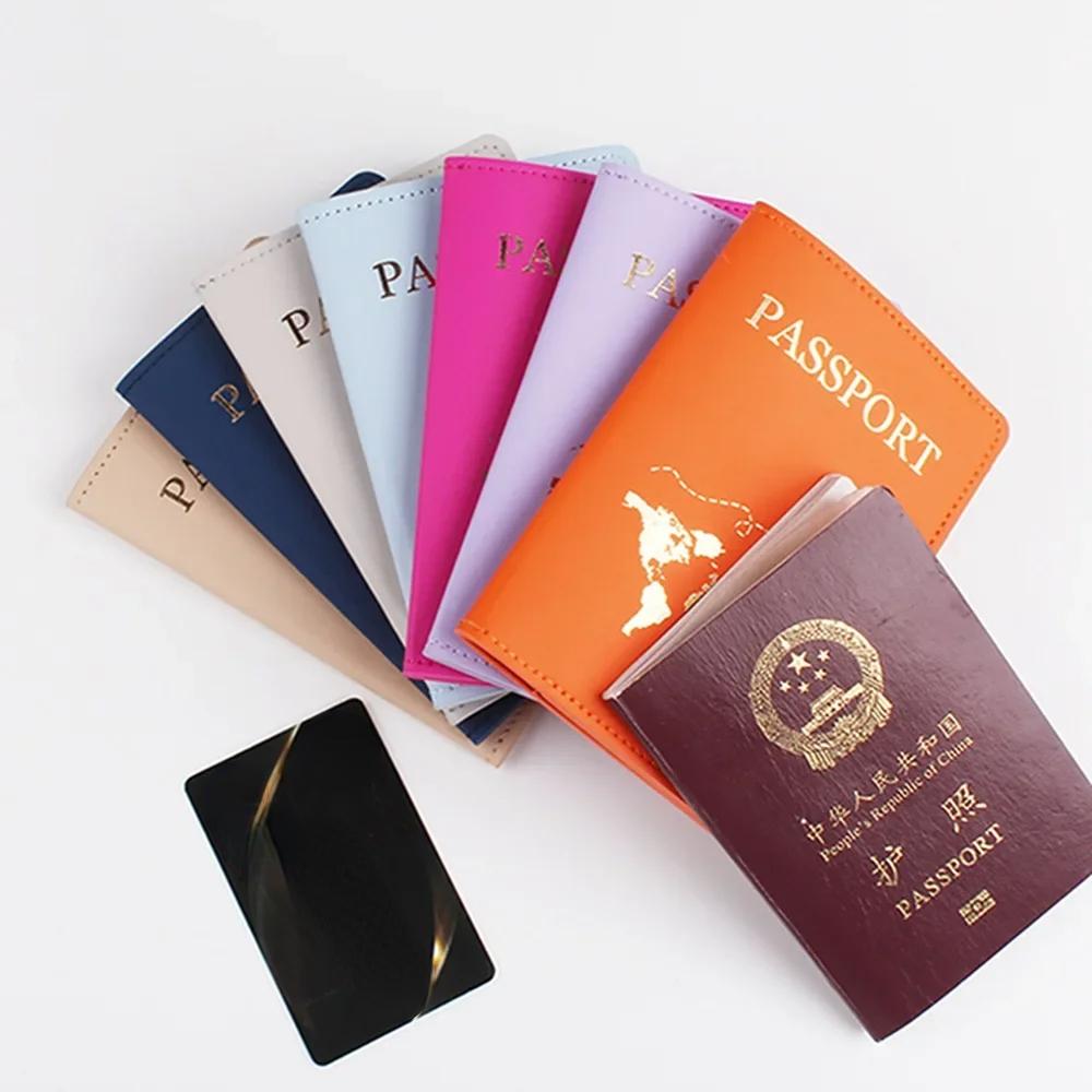 Men Women Fashion Passport Holder Case for Travel New Leather Waterproof Passport Cover with Card Holder