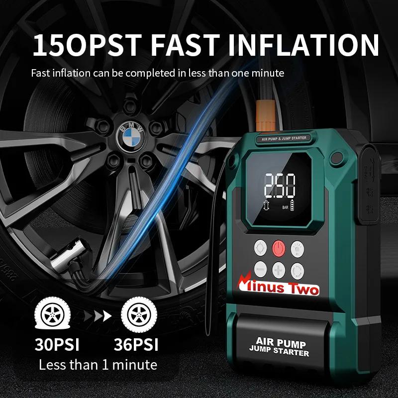 2000A Автомобильный пуско-зарядное устройство Power Bank Портативный 150PSI Насос для шин Аварийный бустер для автомобильного аккумулятора Стартерное устройство Автомобильный стартер