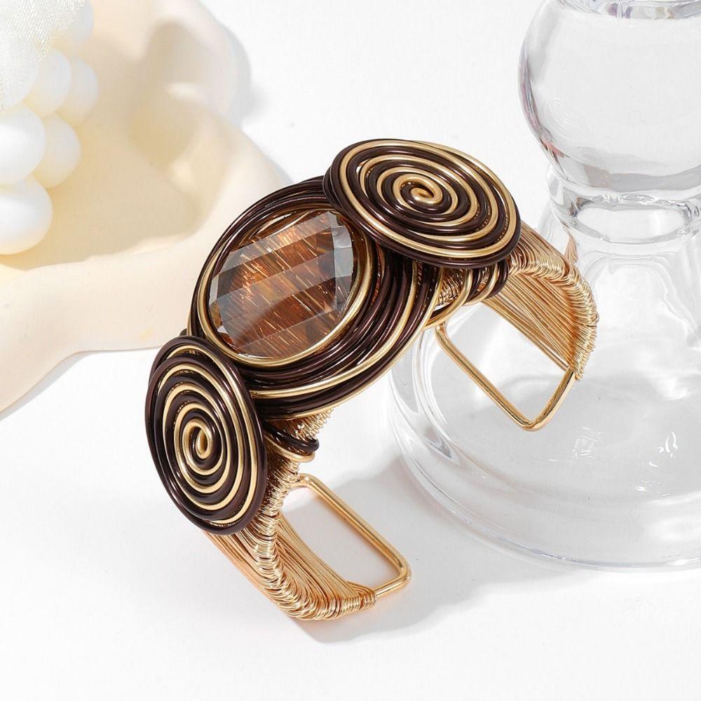 Opening Design Metal Bracelet Handmade Hand Ornament Wire Winding Cuff Bracelet Jewelry Gifts