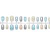 Milk Blue Short Wearable Nails with Silver Mirror Finish - 30 Piece Set