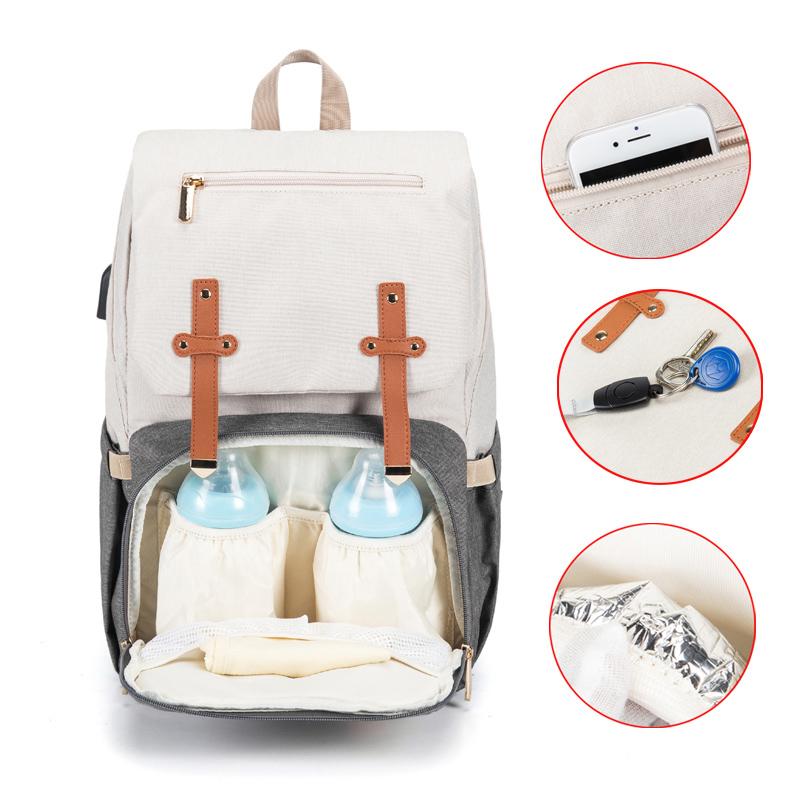 Diaper Backpack Baby Stroller Bag Mummy Daddy Waterproof Oxford Handbag Nursing Nappy Kits Maternity Packs USB Warmer Holder