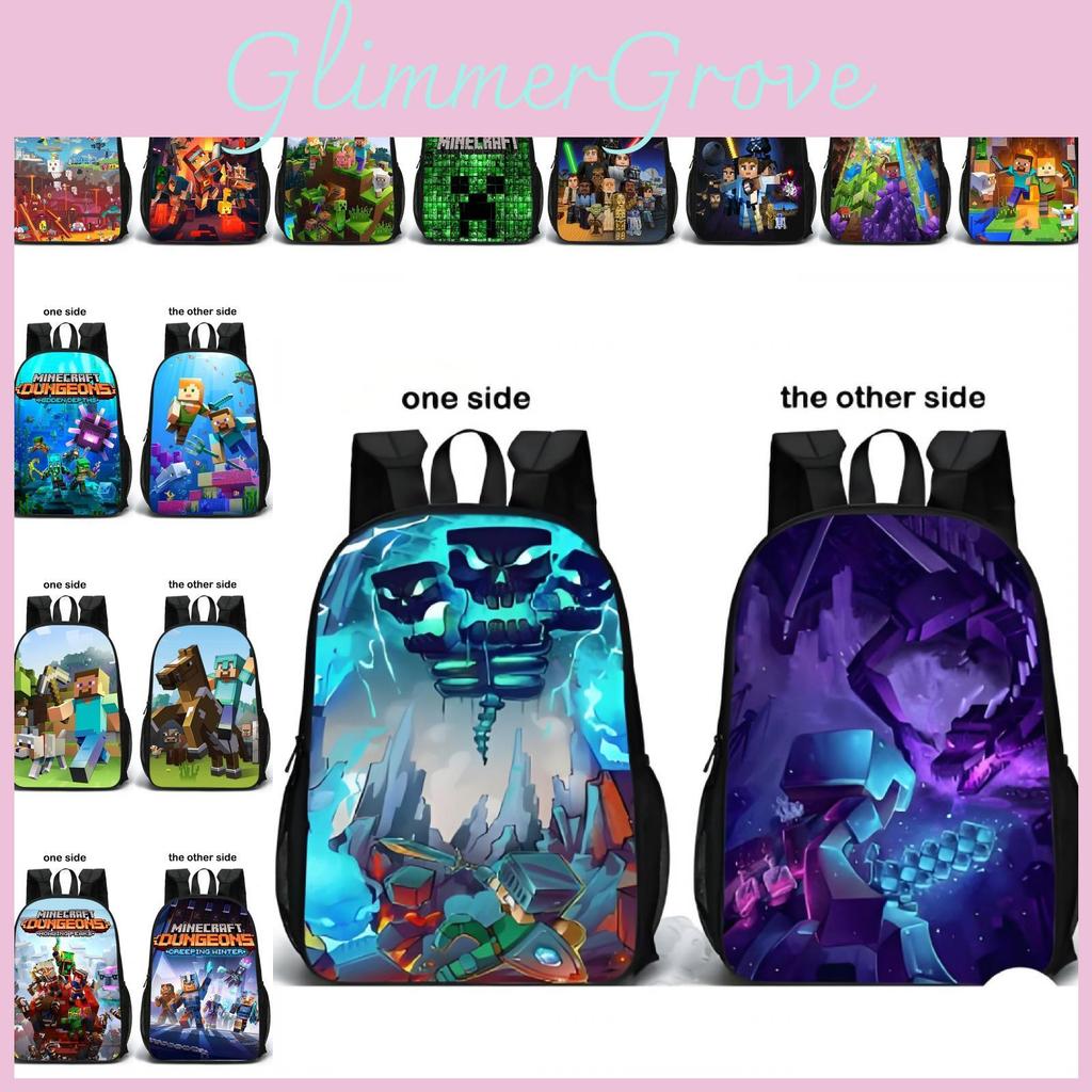 Pattern Minecraft Double Sided Schoolbag Backpack Breathable Bag Gift Fashion