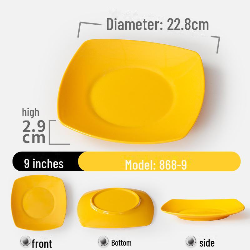 Квадратная тарелка из ударопрочного меламина - долговечный искусственный фарфор для ресторанов и отелей.