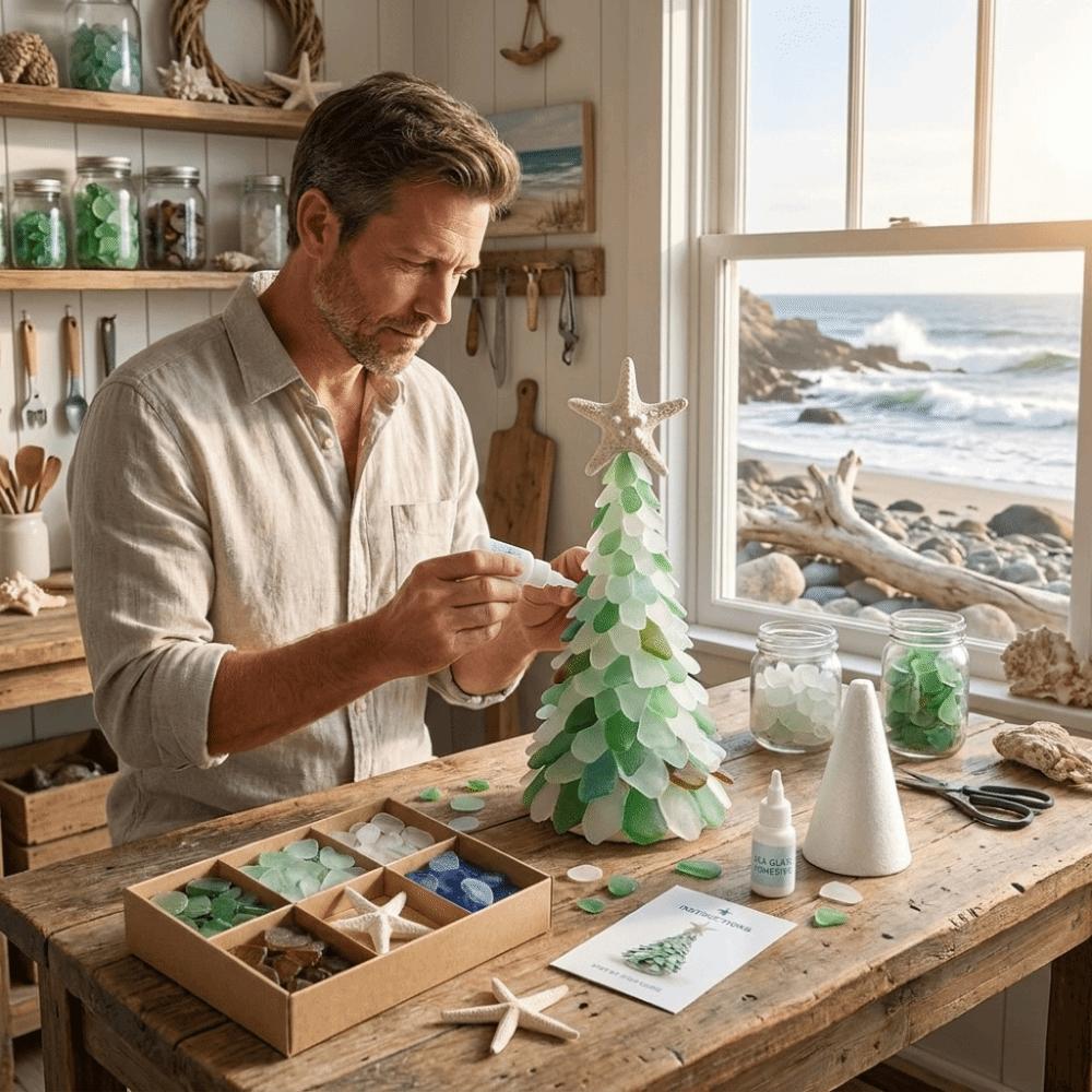 Multi-Color Sea Glass Tree Romantic 3D Christmas Tree Art Kit Kids Gifts