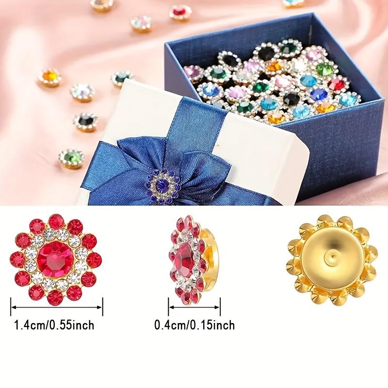 14mm Round Plum Blossom Glass Three-Layer Flower Rhinestone Patch, clothing accessory, DIY clothing hair accessory rhinestone glass button