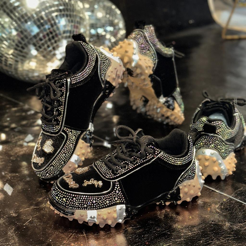 Daddy Shoes Women's Fashion Rhinestone Sports Casual Shoes Diamond-studded Shoes