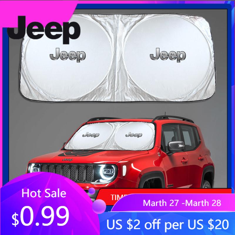 Для автомобиля Jeep Солнцезащитный козырек на лобовое стекло Защита от УФ-излучения Чехол Автоаксессуары Для Jeep Grand Cherokee Wrangler JK Gladiator Compass Re