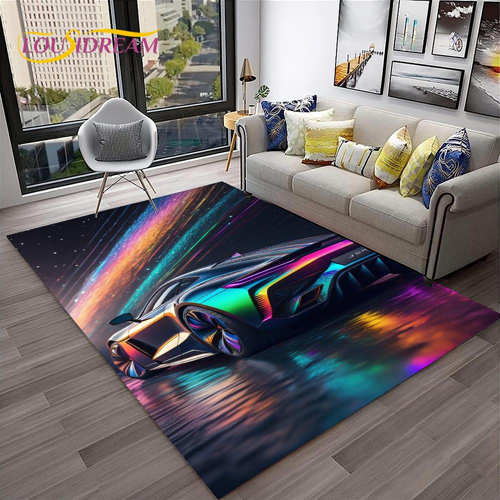 Racing Car Shaped Kids Play Rug Non Slip Floor Mat For Living Room Bedroom Sofa Decor Area Carpet