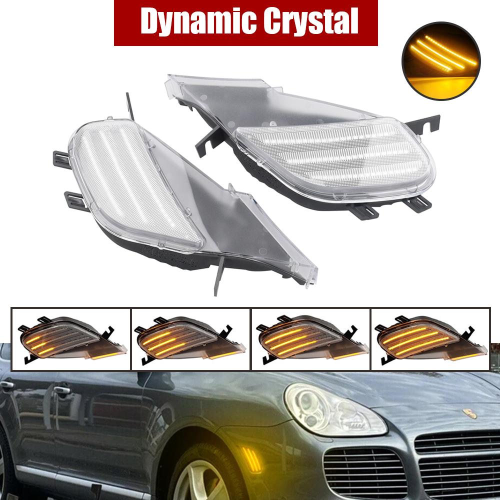 1Pair Repeater Blinker Dynamic Amber LED Turn Signal Indicator Lights for Porsche Cayenne 955 2003-2006 Car Styling