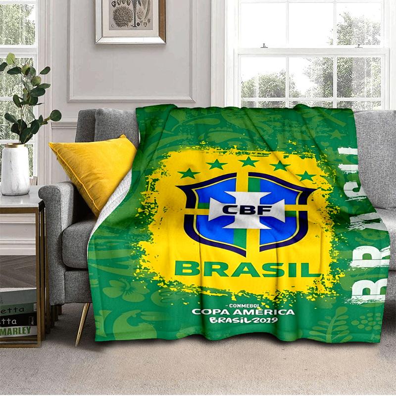 Brazilian Football Federation Printed Throws Blanket Soft Flannel Blankets for Couch Bed Gifts for Men Women Picnic blanket Christmas gifts
