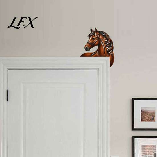 Unique Horse Pattern Art Western Wooden Door Topper Decor, 2D Printed Rustic Frame Indoor Doorway Embellishments Ornament, Top Shelf Decoration