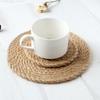 Плетеная джутовая салфетка под горячее, термостойкие подставки под тарелки для кухни, столовой, круглые подстаканники, утолщенный изоляционный коврик для домашнего использования на кухне