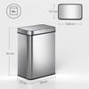 50 L Sensor Can, Sensor Bin with Soft-Close Lid, Fingerprint-Proof Stainless Steel, Silver Tone