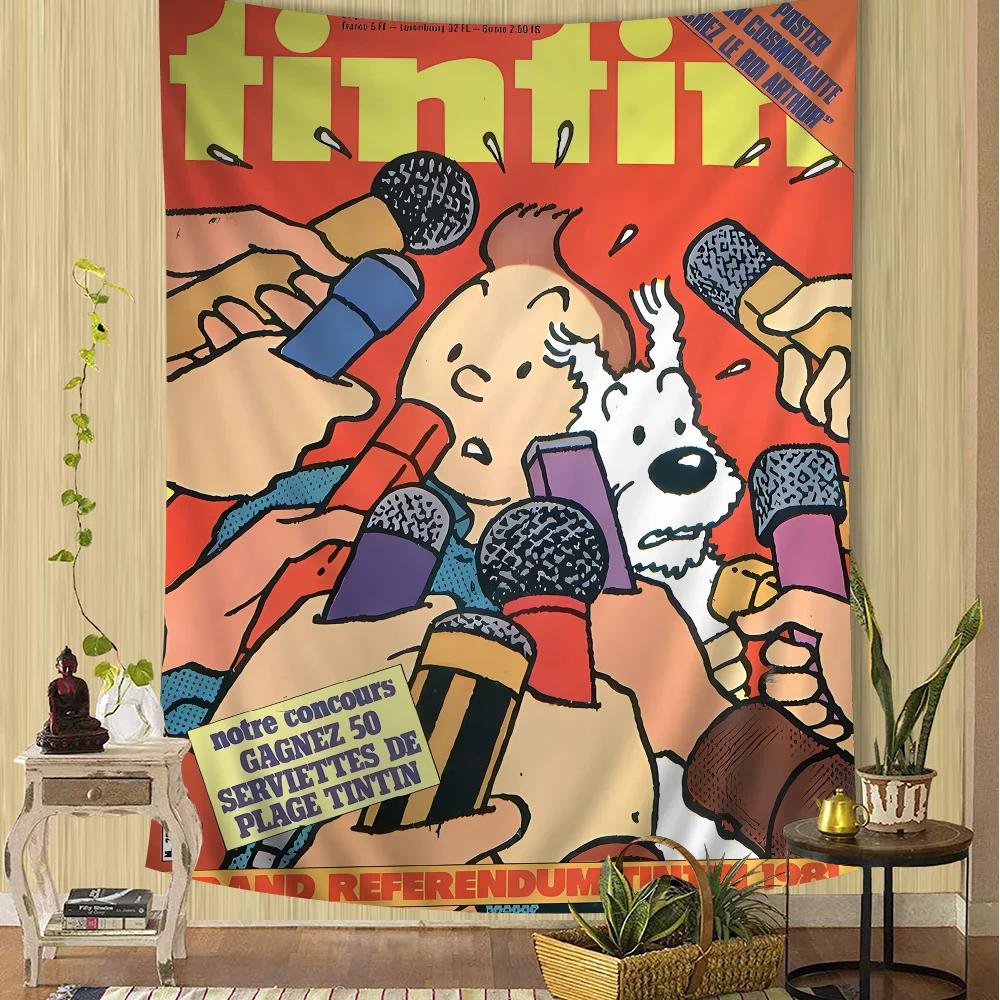 TTintins Adventure Printed Large Wall Tapestry Cheap Hippie Wall Hanging Bohemian Wall Tapestries Mandala INS Home Decor