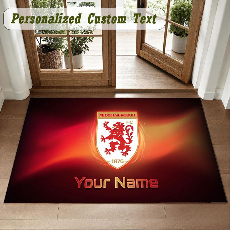 Crystal Velvet Square Rug Custom NameMiddlesbrough FC Pattern Non Slip Home Floor Decor Rug