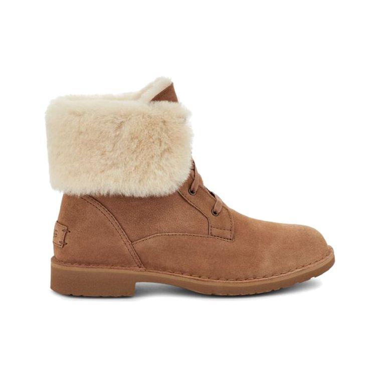 UGG Женские замшевые теплые винтажные удобные короткие зимние сапоги Weylyn длиной до середины голени, каштановые 1120703-CHE