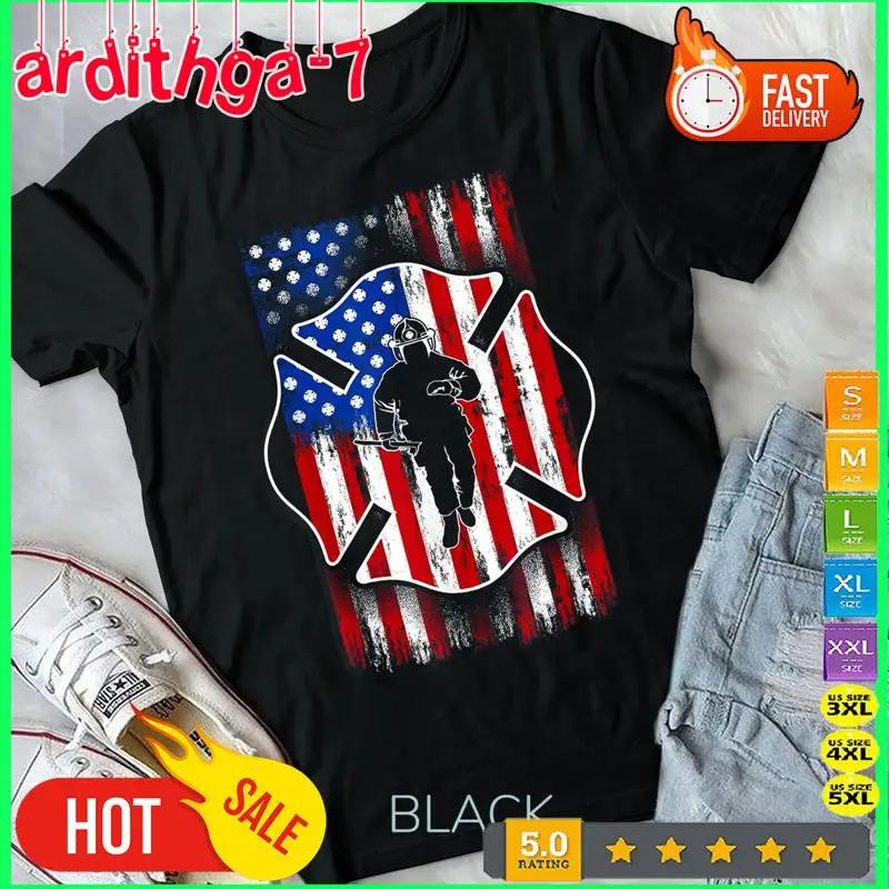 American Flag Firefighter Usa United States Badge T Shirtjpg1
