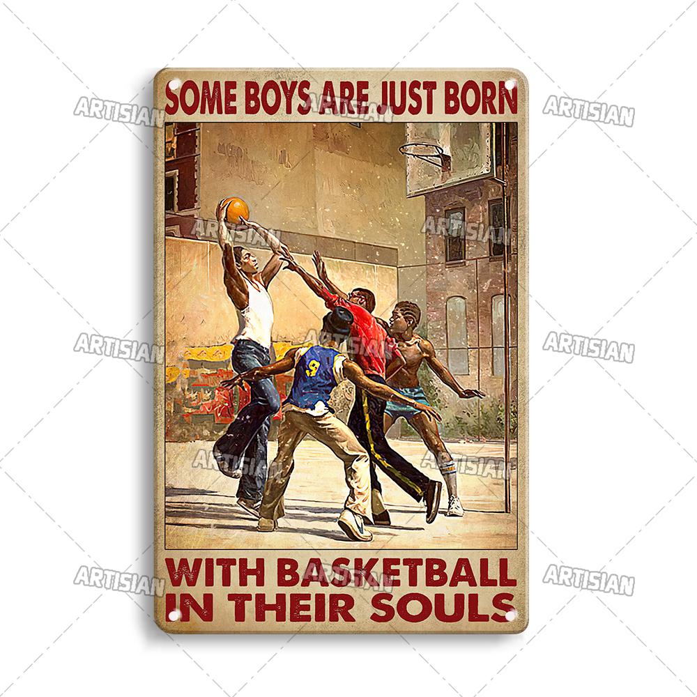 Ретро баскетболист металлическая жестяная табличка классическая спортивная декоративная тарелка мужская пещера домашняя кухня настенный декор металлический знак