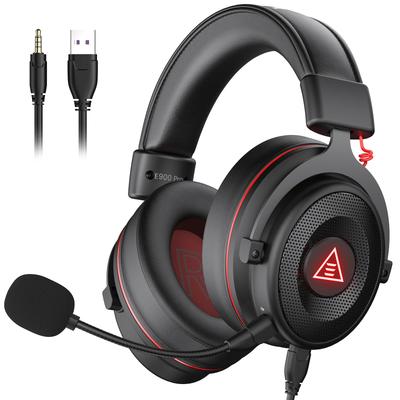 EKSA Игровая проводная с объемным звуком, съемная RGB, 50 мм, шумоподавляющий микрофон, 7.1 звук, 3,5 мм/USB-разъем, совместимая с гарнитурой