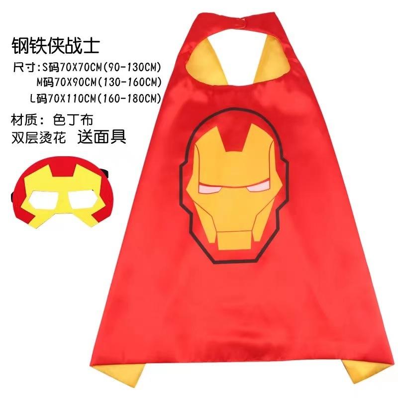Halloween Children'S Cape, Superhero Frozen Style, Spider-Man, Iron Man, And Cap Mask