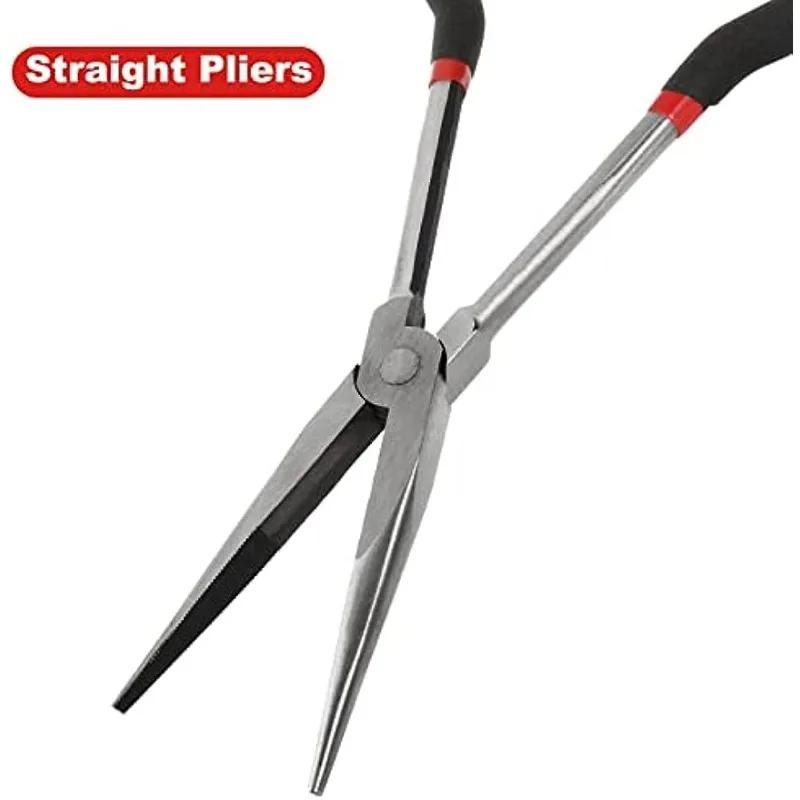 Набор из 4 штук 11 дюймов плоскогубцы с игольчатым носом прямые длинные игольчатые носики с длинным вылетом круглые ручные инструменты