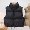 Winter Women Vest Coat Thickened Padded Zipper Closure Stand-up Collar Sleeveless Waistcoat Solid Color Winproof Heat