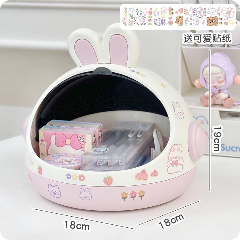 Настольная коробка для хранения: Пылезащитный органайзер с откидной крышкой и дизайном строительных блоков, многоцелевой контейнер для канцелярских принадлежностей, закусок, игрушек и мелочей