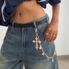 Pants Chain Faux Pearls Metal Flower Decor Wallet Chain Multi-layered Design Hip-hop Style Wallet Chain Wearable Art Accessory
