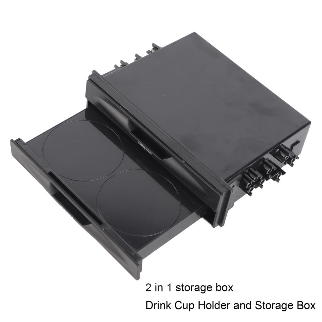 Car Radio Cup Holder Single Din 2 in 1 Layer Black Cup Holder Multi Purpose Car Stereo Storage Box for Organizing Items